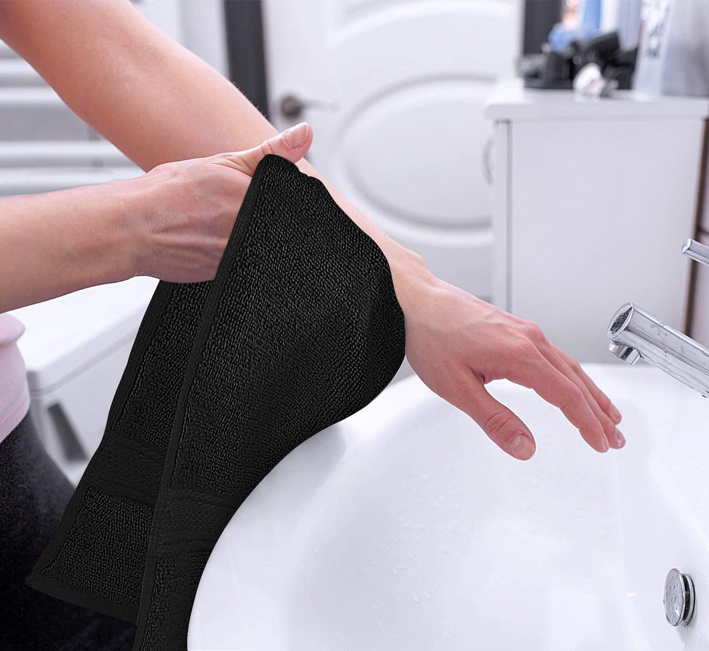 Utopia Towels 6 Pack Premium Hand Towels Set, 16 by 28 inches, 100% Ring Spun Cotton, Ultra Soft and Highly Absorbent 600GSM Towels for Bathroom, Gym, Shower, Hotel, and Spa, Black
