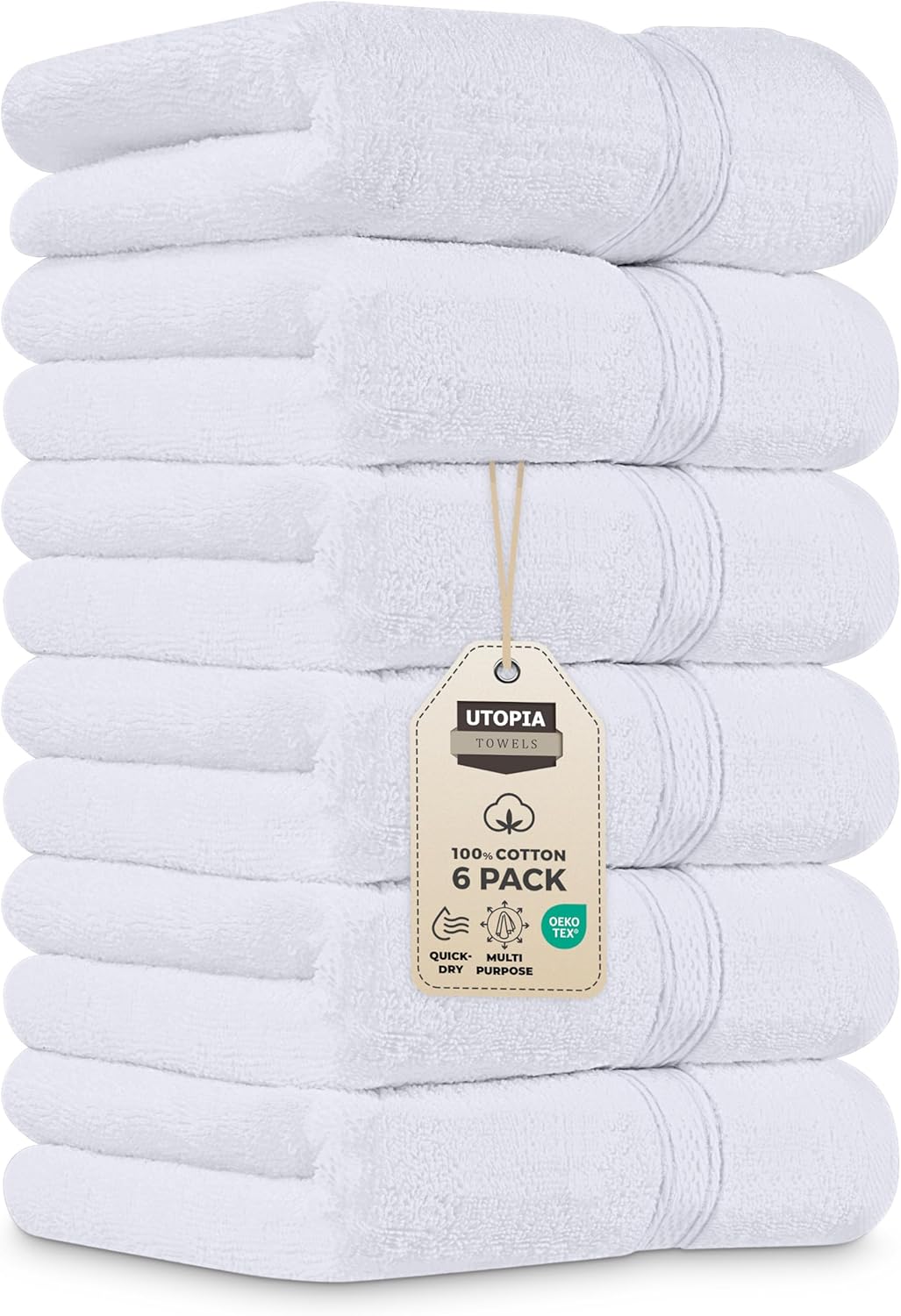 Utopia Towels 6 Pack Premium Hand Towels Set, 16 by 28 inches, 100% Ring Spun Cotton, Ultra Soft and Highly Absorbent 600GSM Towels for Bathroom, Gym, Shower, Hotel, and Spa, Black