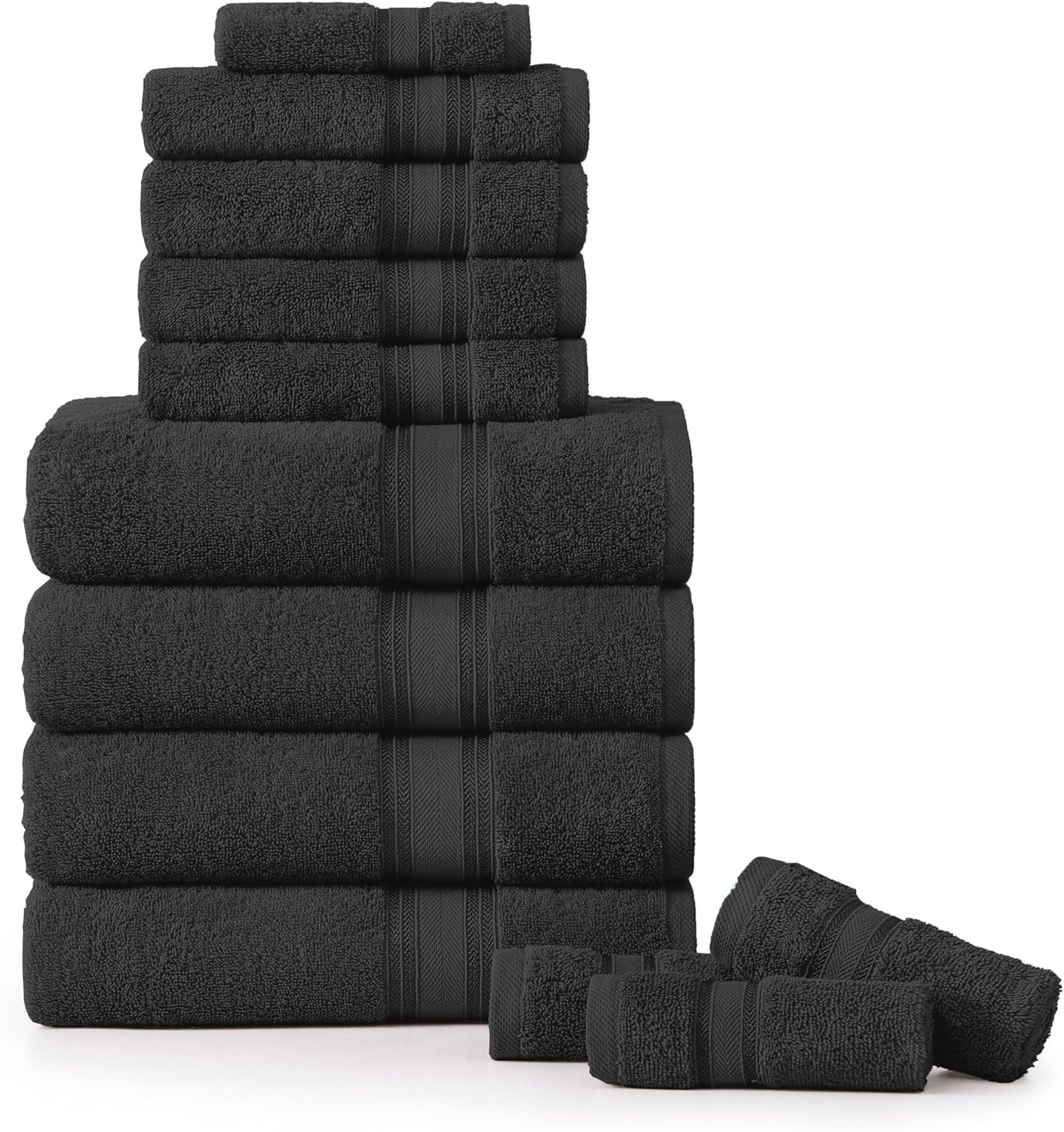 LANE LINEN 100% Mercerized Cotton Luxury Bathroom Towel Set - 18 Pcs - Super Soft, Fluffy & Highly Absorbent - 6 Bath Towels, 6 Washcloths, 6 Hand Towels - Complete Family Pack - White Bath Towel Set