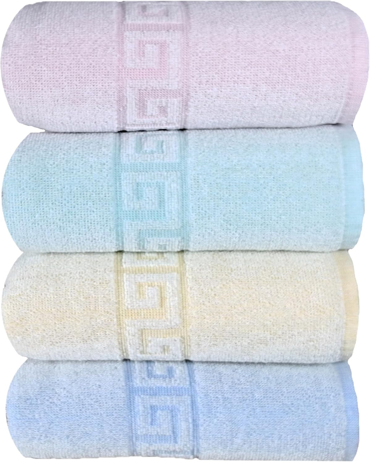 BolBom*S 100% Cotton Bath Towels,4 Pack (28" x 58"), Light Weight, Soft, Super Absorbent and Fast Drying, No Fading Multipurpose Use for Sports, Swimming, Travel, Fitness, Yoga, Multicolor.