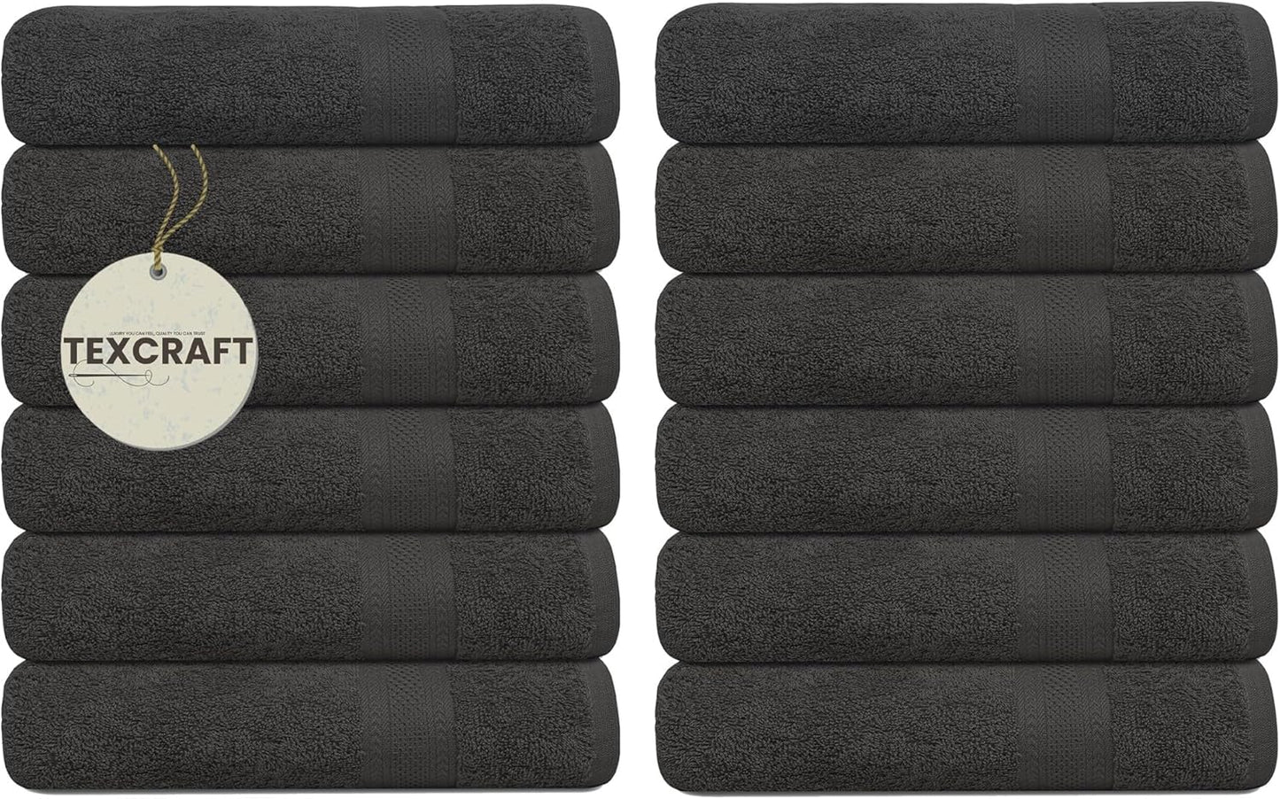 Large Bath Towels Set of 6 – 100% Cotton Terry – 24" x 50" – Quick Dry, Soft & Highly Absorbent – Light Grey Towels for Bathroom, Gym, Spa, Pool & Daily Use