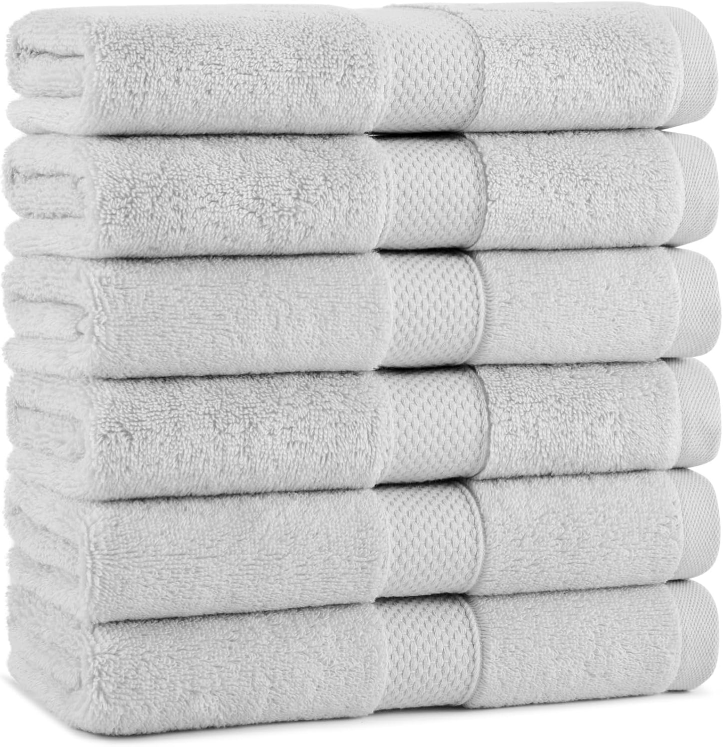 Aston & Arden Egyptian Wash Cloths - Pack of 6 - Oversized Ultra Soft Thick & Absorbent, 100% Ringspun Egyptian Cotton Bathroom Towel for Spa, Hotel, 600 GSM, 13 x 13 in, Pink