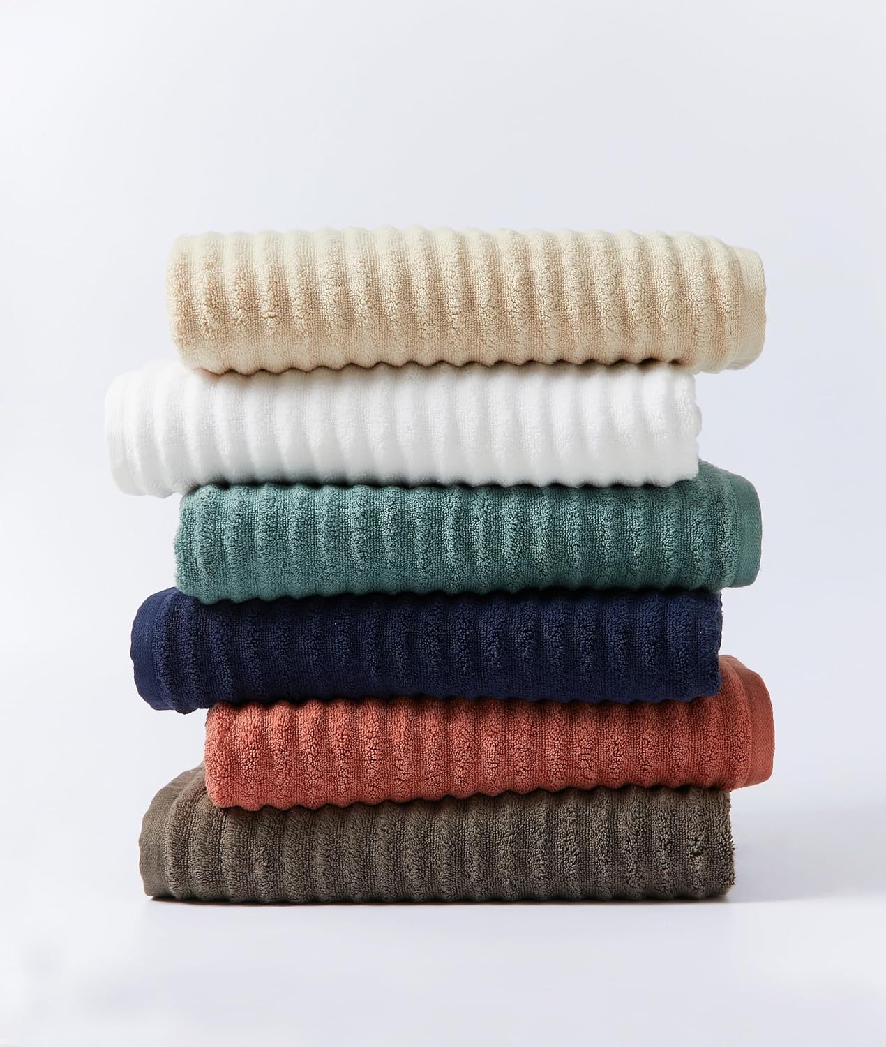 Ribbed Bath Sheet & Towel, 100% Cotton 600 GSM, Soft Absorbent Durable Quick Drying Bath Sheet & Bath Towel Set for Bathroom - Mason Set of 2 Ivory Beige (65" x 45" & 58" x 30")