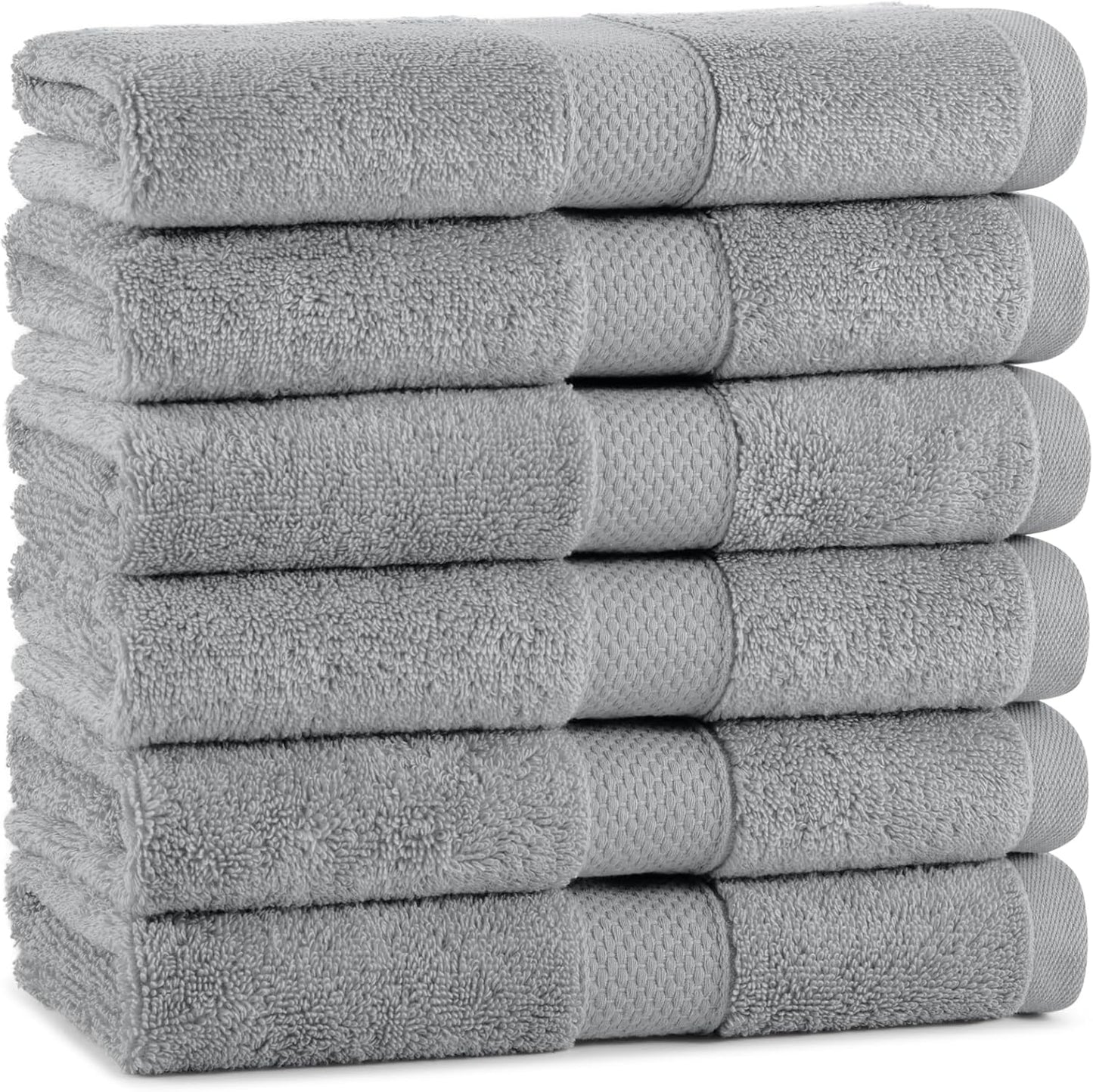 Aston & Arden Egyptian Wash Cloths - Pack of 6 - Oversized Ultra Soft Thick & Absorbent, 100% Ringspun Egyptian Cotton Bathroom Towel for Spa, Hotel, 600 GSM, 13 x 13 in, Pink