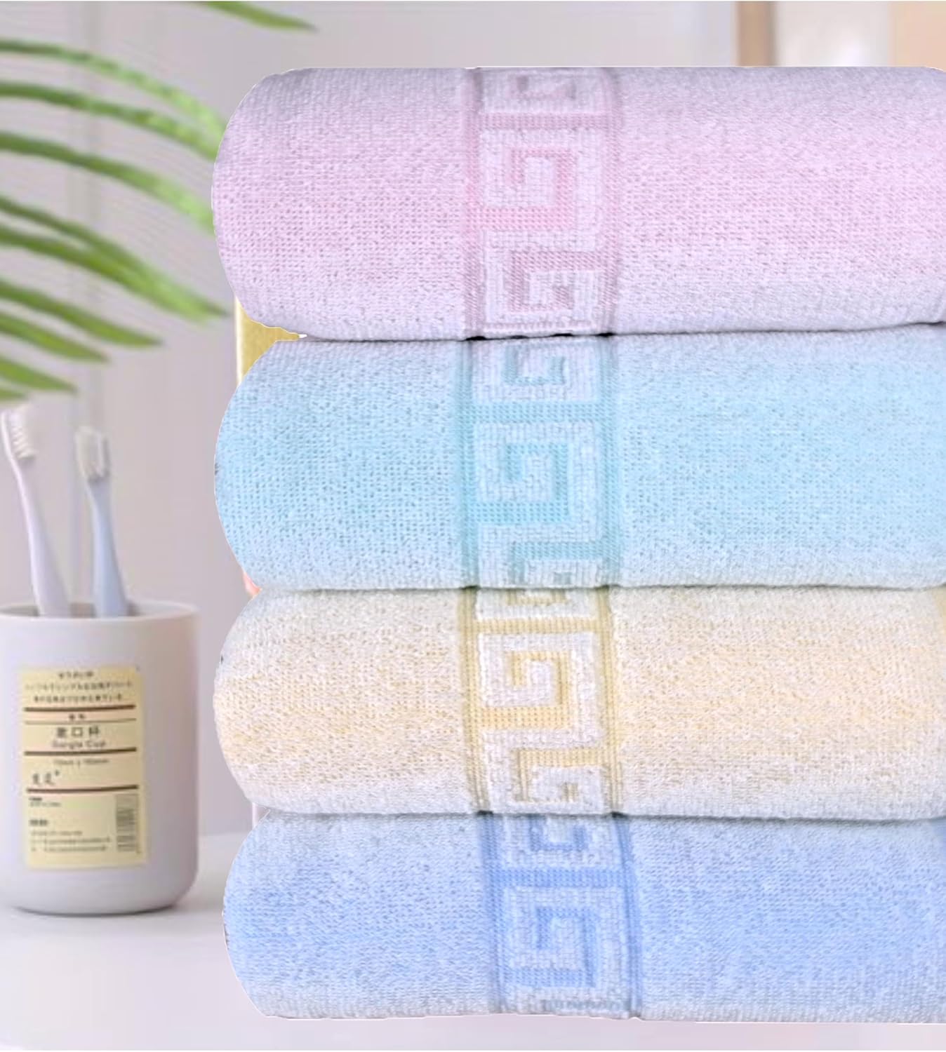 BolBom*S 100% Cotton Bath Towels,4 Pack (28" x 58"), Light Weight, Soft, Super Absorbent and Fast Drying, No Fading Multipurpose Use for Sports, Swimming, Travel, Fitness, Yoga, Multicolor.