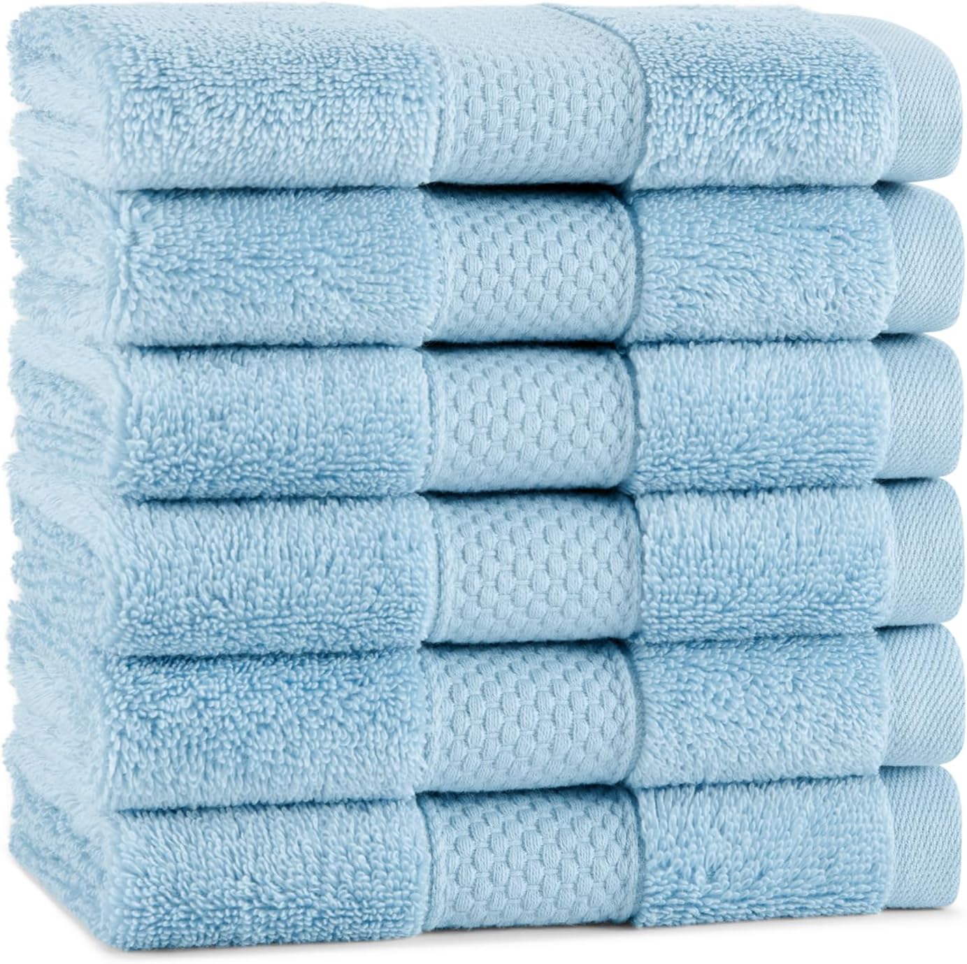Aston & Arden Egyptian Wash Cloths - Pack of 6 - Oversized Ultra Soft Thick & Absorbent, 100% Ringspun Egyptian Cotton Bathroom Towel for Spa, Hotel, 600 GSM, 13 x 13 in, Pink