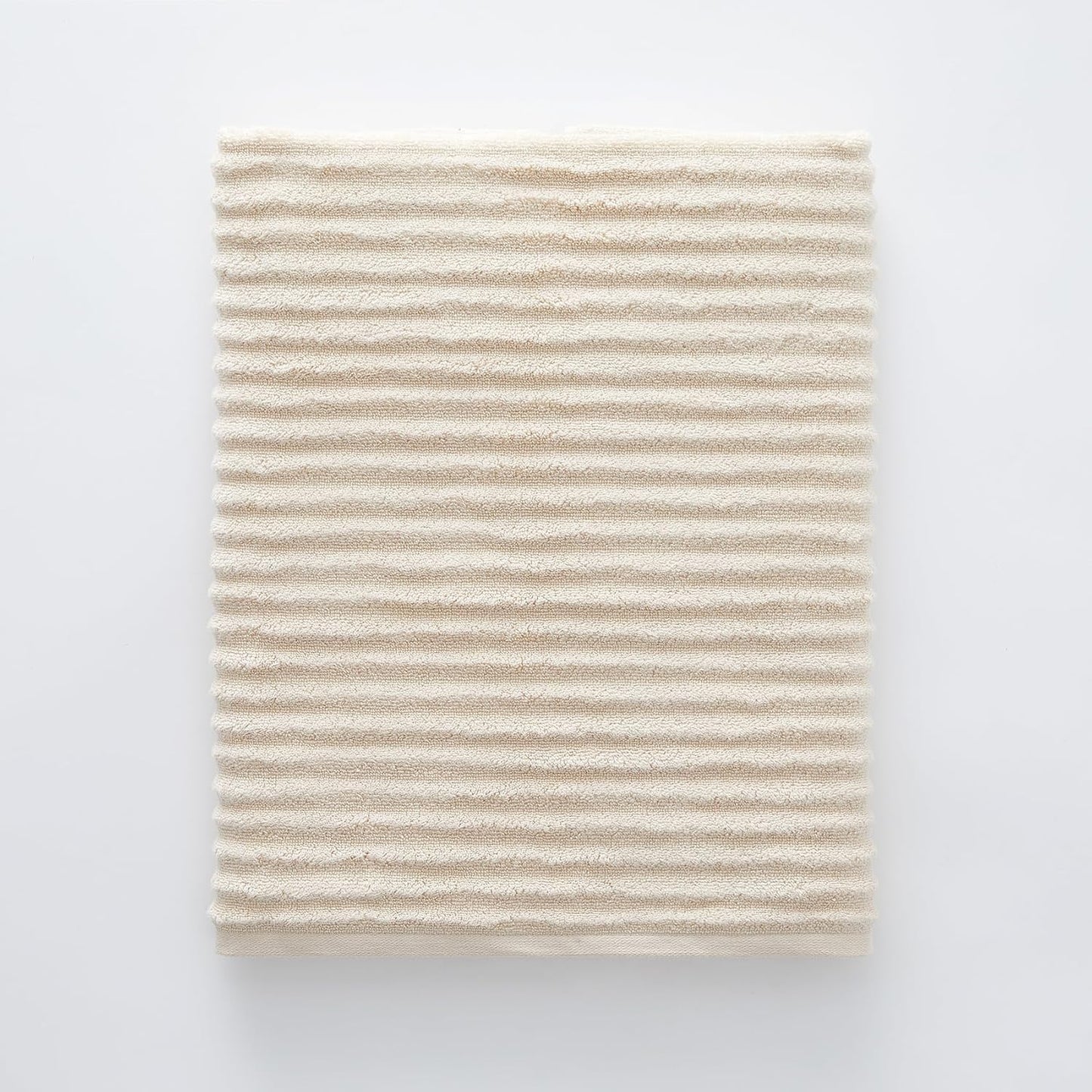 Ribbed Bath Sheet & Towel, 100% Cotton 600 GSM, Soft Absorbent Durable Quick Drying Bath Sheet & Bath Towel Set for Bathroom - Mason Set of 2 Ivory Beige (65" x 45" & 58" x 30")