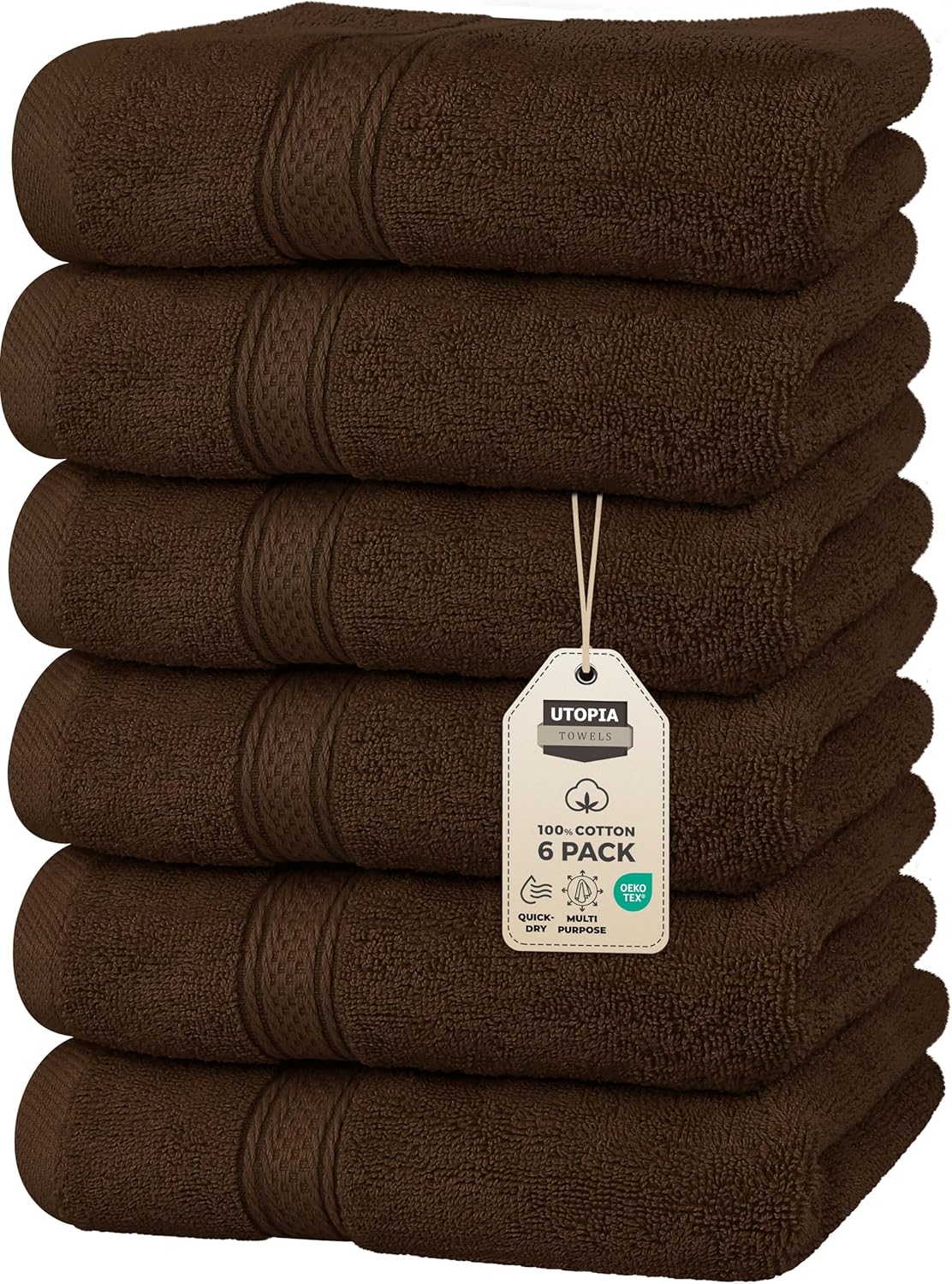 Utopia Towels 6 Pack Premium Hand Towels Set, 16 by 28 inches, 100% Ring Spun Cotton, Ultra Soft and Highly Absorbent 600GSM Towels for Bathroom, Gym, Shower, Hotel, and Spa, Black