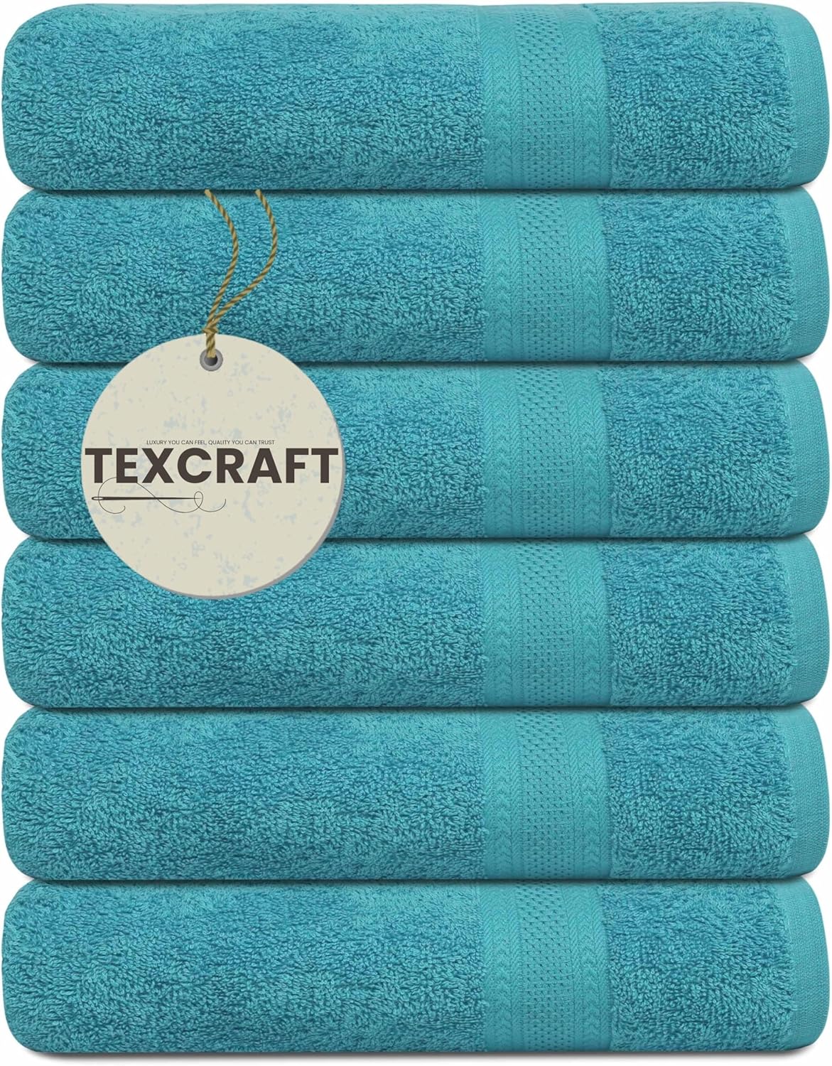 Large Bath Towels Set of 6 – 100% Cotton Terry – 24" x 50" – Quick Dry, Soft & Highly Absorbent – Light Grey Towels for Bathroom, Gym, Spa, Pool & Daily Use