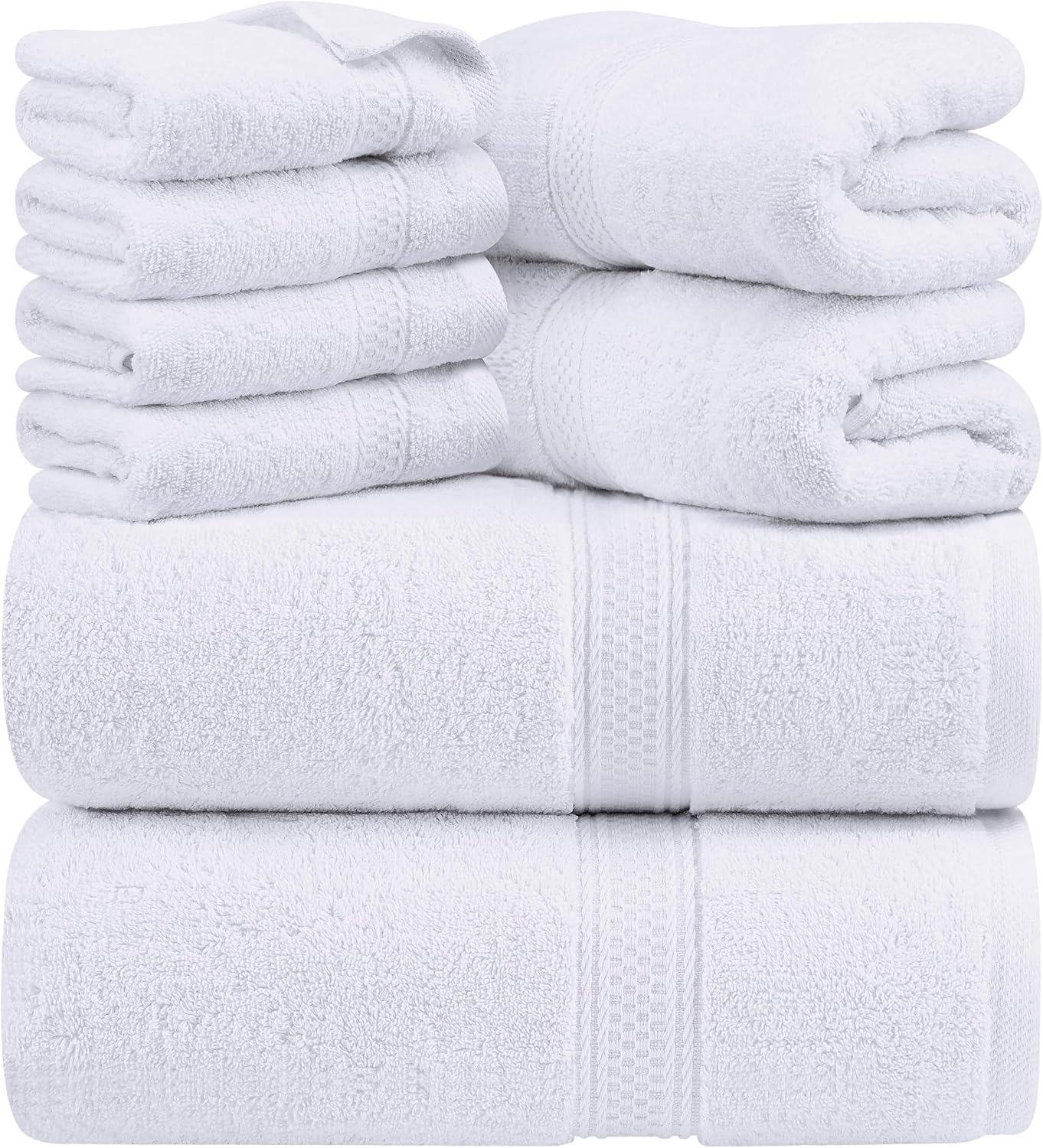 Utopia Towels 8 Piece Premium Towel Set, 2 Bath, 2 Hand, and 4 Wash Cloths, 600 GSM 100% Ring Spun Cotton, Highly Absorbent Towels for Bathroom, Gym, Hotel, and Spa, Grey