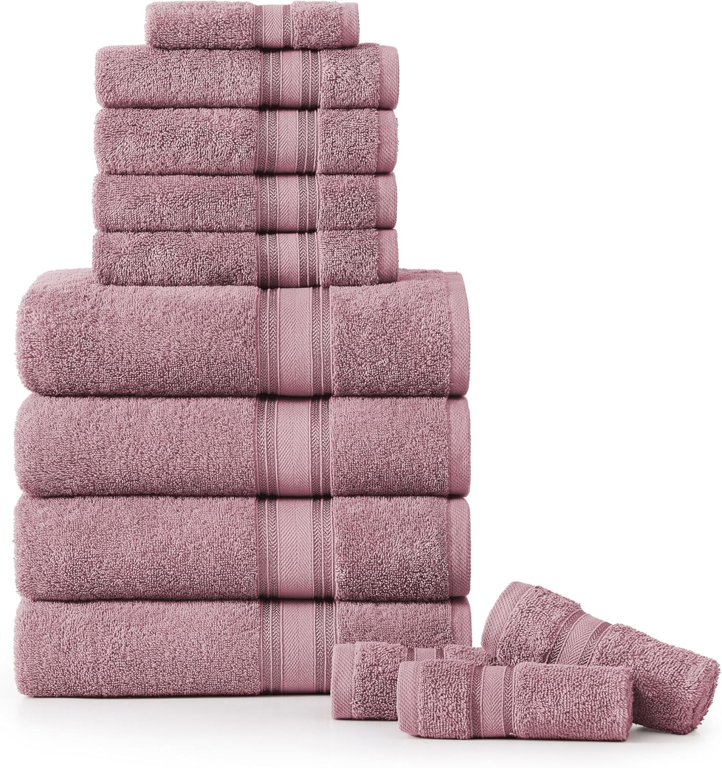 LANE LINEN 100% Mercerized Cotton Luxury Bathroom Towel Set - 18 Pcs - Super Soft, Fluffy & Highly Absorbent - 6 Bath Towels, 6 Washcloths, 6 Hand Towels - Complete Family Pack - White Bath Towel Set