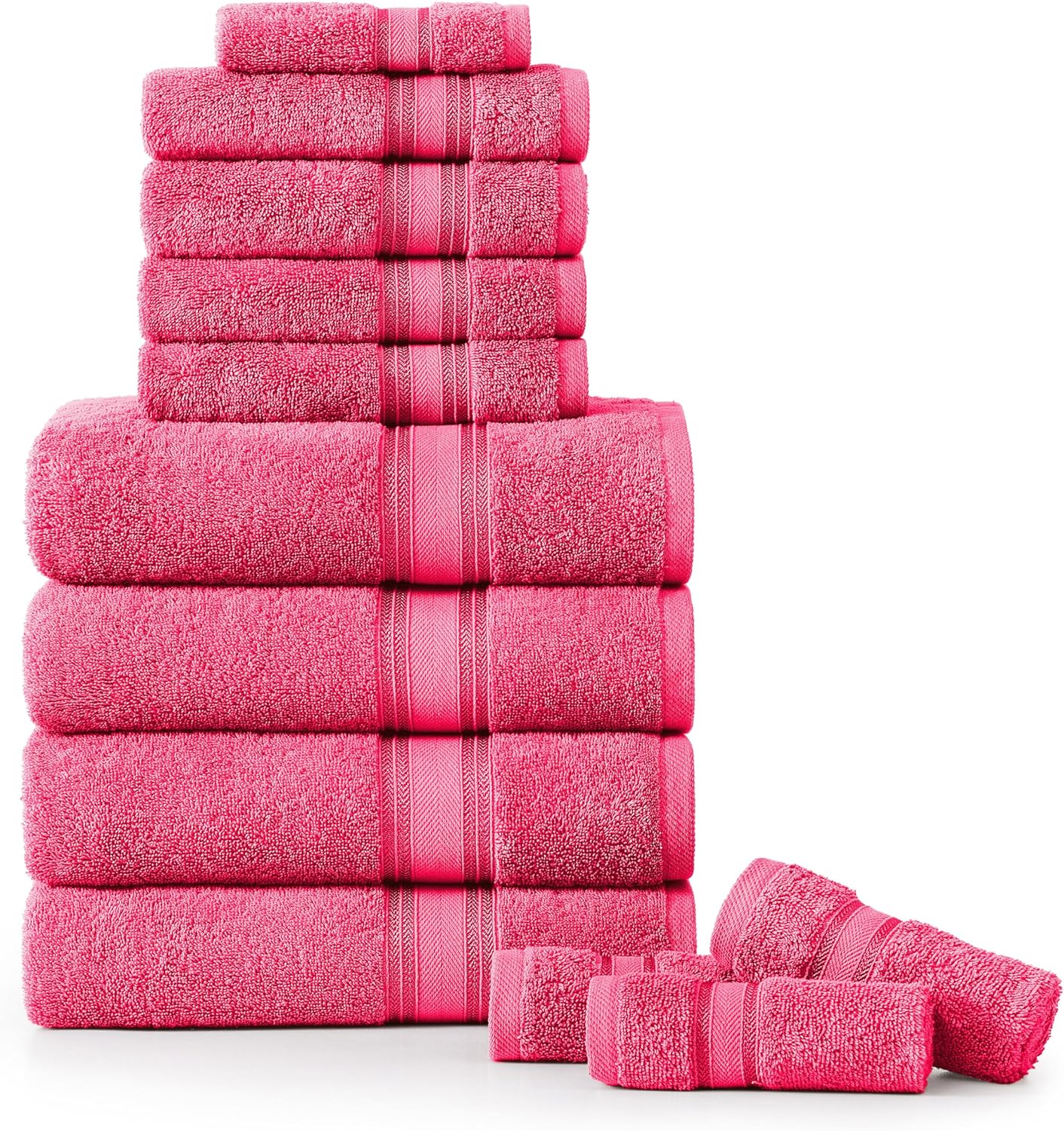 LANE LINEN 100% Mercerized Cotton Luxury Bathroom Towel Set - 18 Pcs - Super Soft, Fluffy & Highly Absorbent - 6 Bath Towels, 6 Washcloths, 6 Hand Towels - Complete Family Pack - White Bath Towel Set