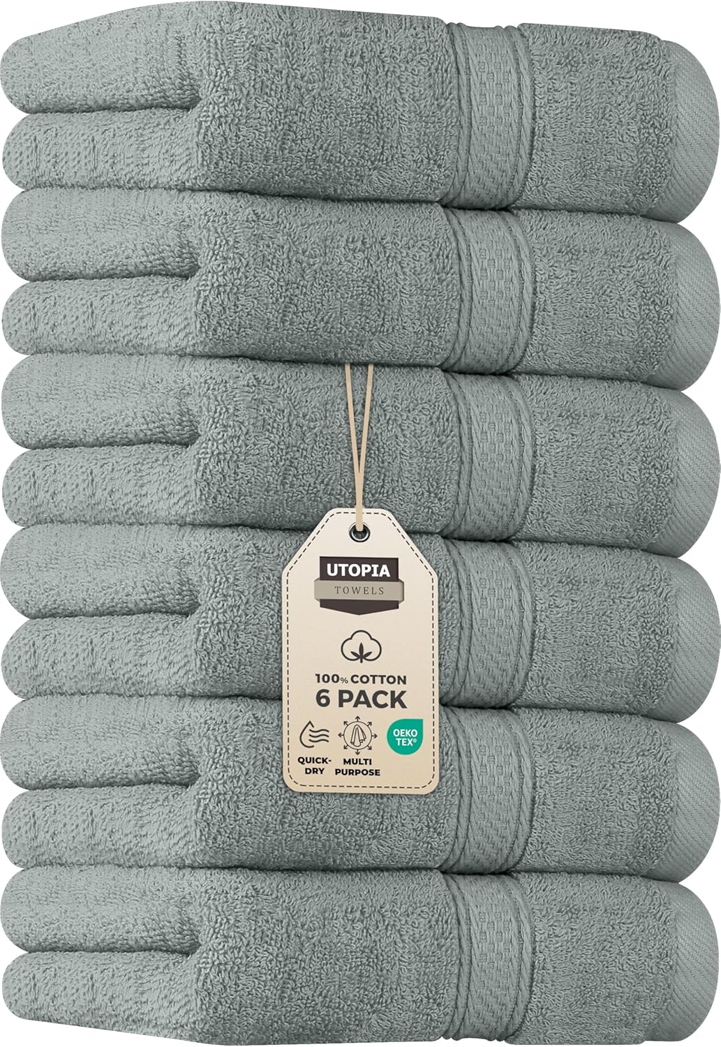 Utopia Towels 6 Pack Premium Hand Towels Set, 16 by 28 inches, 100% Ring Spun Cotton, Ultra Soft and Highly Absorbent 600GSM Towels for Bathroom, Gym, Shower, Hotel, and Spa, Black