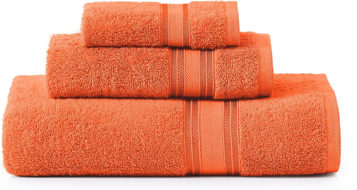 LANE LINEN 100% Mercerized Cotton Luxury Bathroom Towel Set - 18 Pcs - Super Soft, Fluffy & Highly Absorbent - 6 Bath Towels, 6 Washcloths, 6 Hand Towels - Complete Family Pack - White Bath Towel Set