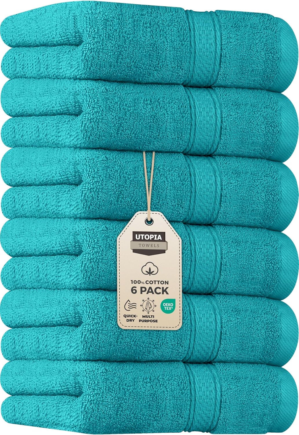 Utopia Towels 6 Pack Premium Hand Towels Set, 16 by 28 inches, 100% Ring Spun Cotton, Ultra Soft and Highly Absorbent 600GSM Towels for Bathroom, Gym, Shower, Hotel, and Spa, Black