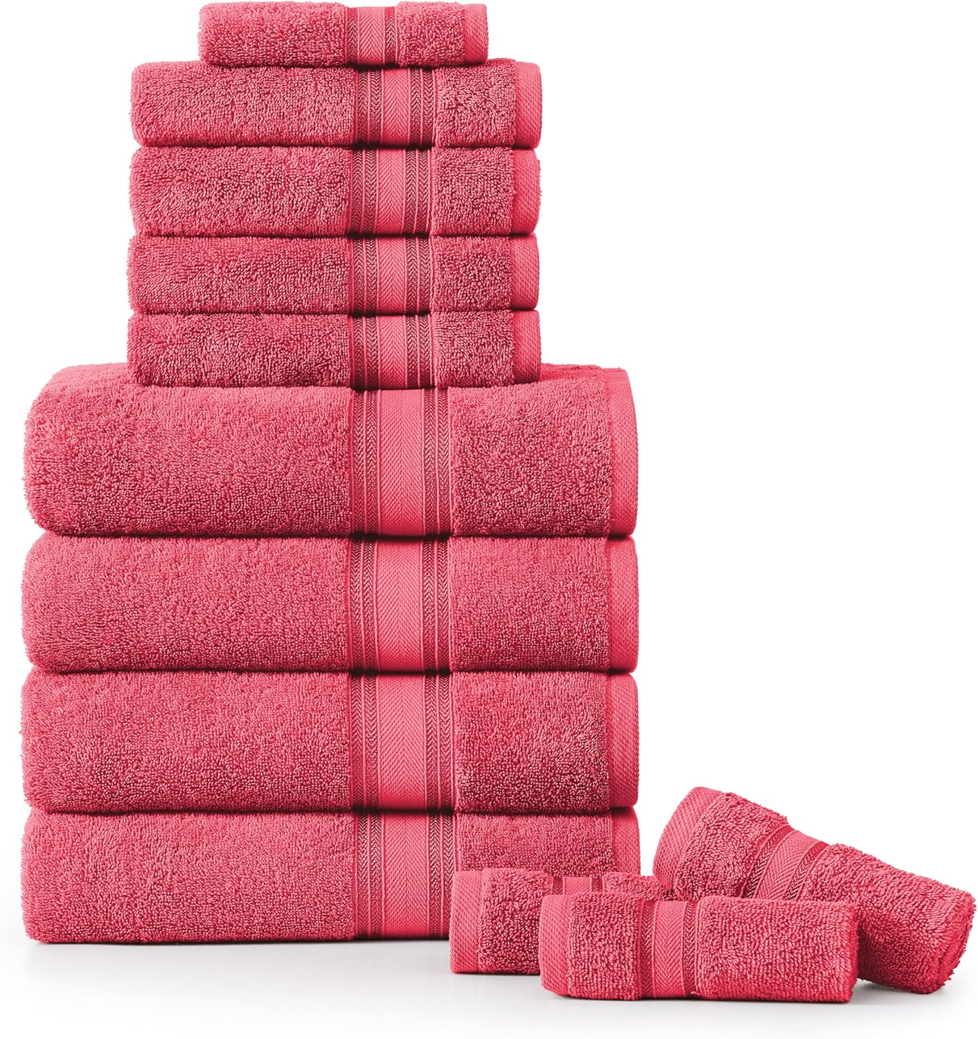 LANE LINEN 100% Mercerized Cotton Luxury Bathroom Towel Set - 18 Pcs - Super Soft, Fluffy & Highly Absorbent - 6 Bath Towels, 6 Washcloths, 6 Hand Towels - Complete Family Pack - White Bath Towel Set