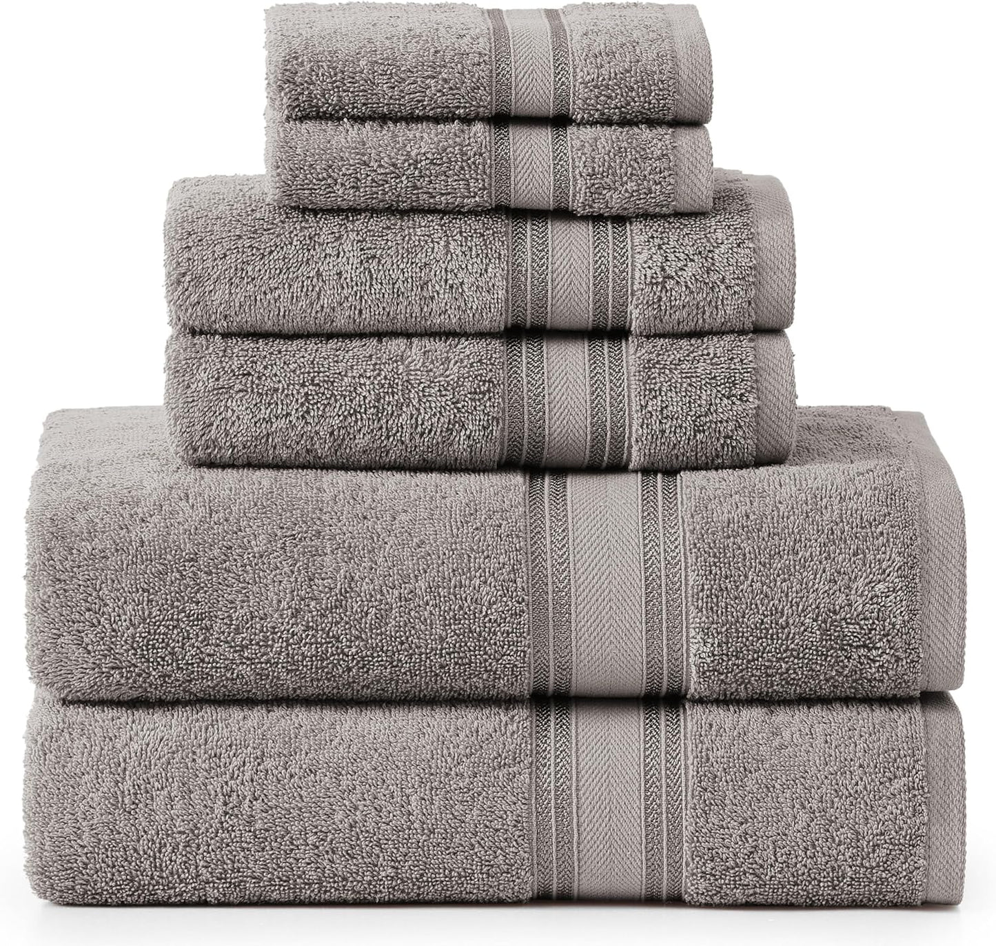 LANE LINEN 100% Mercerized Cotton Luxury Bathroom Towel Set - 18 Pcs - Super Soft, Fluffy & Highly Absorbent - 6 Bath Towels, 6 Washcloths, 6 Hand Towels - Complete Family Pack - White Bath Towel Set