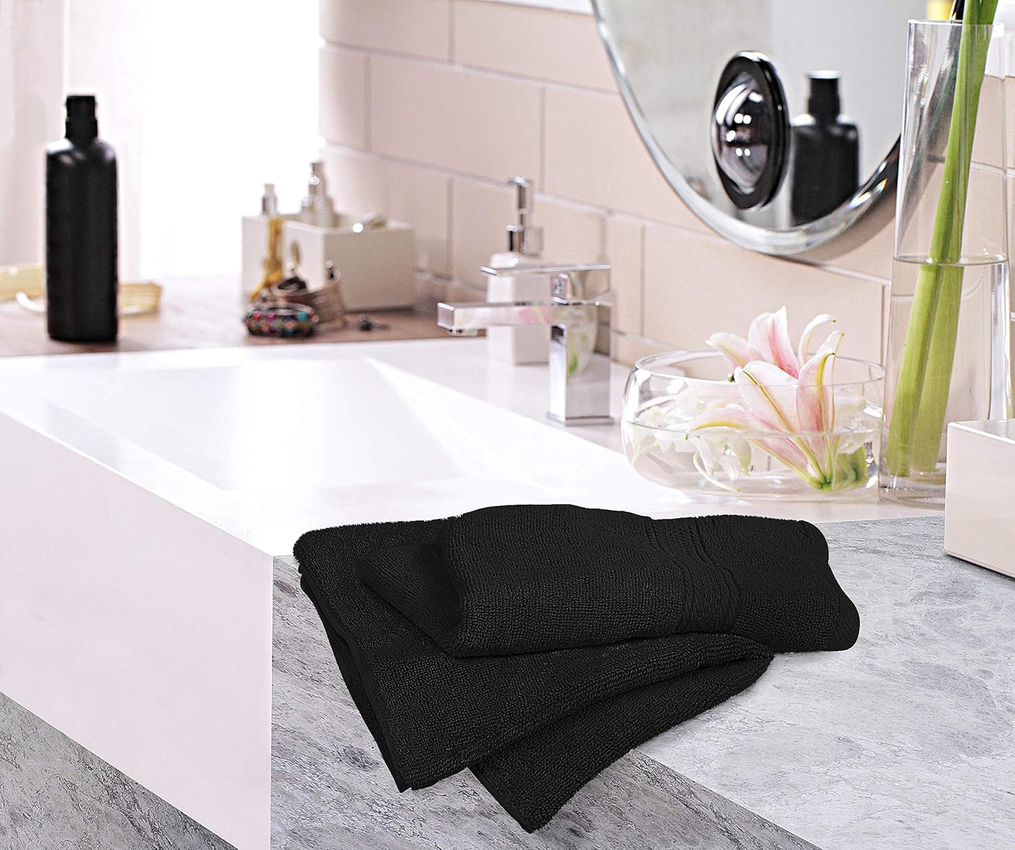 Utopia Towels 6 Pack Premium Hand Towels Set, 16 by 28 inches, 100% Ring Spun Cotton, Ultra Soft and Highly Absorbent 600GSM Towels for Bathroom, Gym, Shower, Hotel, and Spa, Black