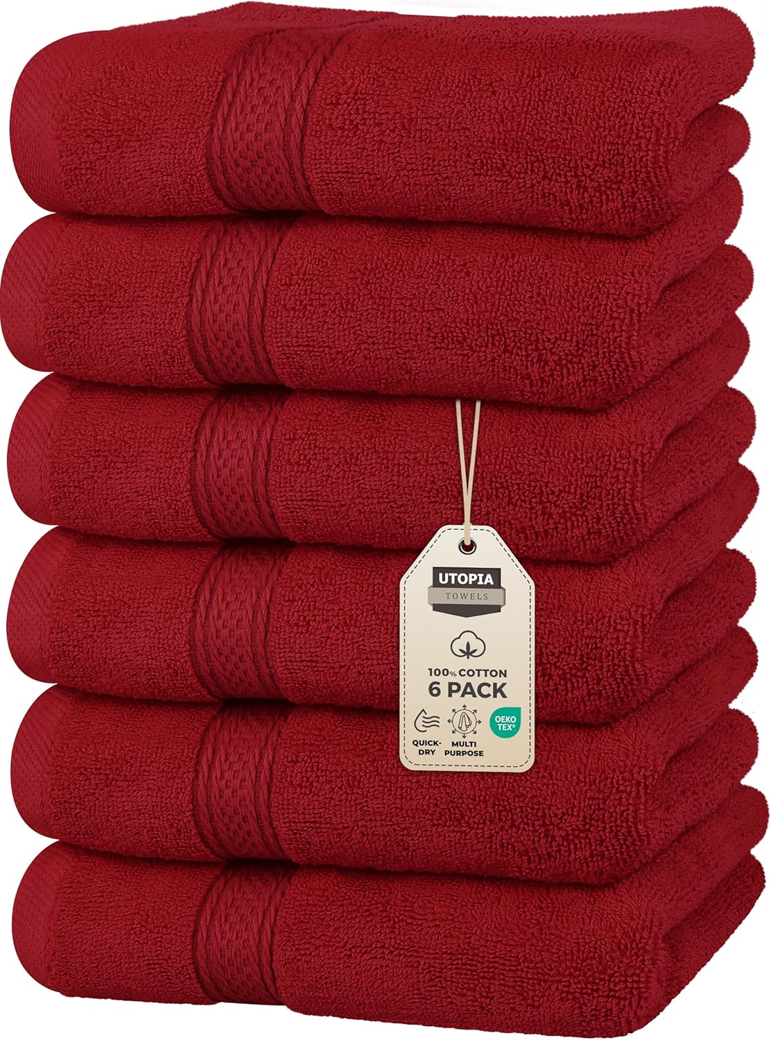 Utopia Towels 6 Pack Premium Hand Towels Set, 16 by 28 inches, 100% Ring Spun Cotton, Ultra Soft and Highly Absorbent 600GSM Towels for Bathroom, Gym, Shower, Hotel, and Spa, Black