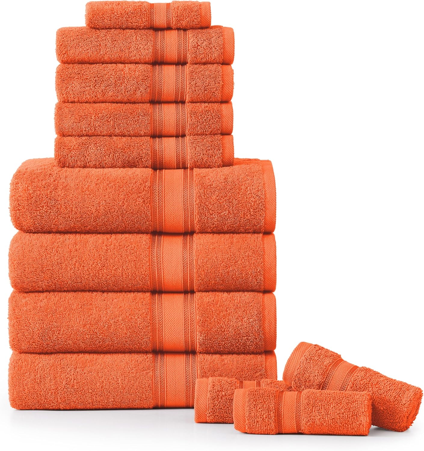LANE LINEN 100% Mercerized Cotton Luxury Bathroom Towel Set - 18 Pcs - Super Soft, Fluffy & Highly Absorbent - 6 Bath Towels, 6 Washcloths, 6 Hand Towels - Complete Family Pack - White Bath Towel Set