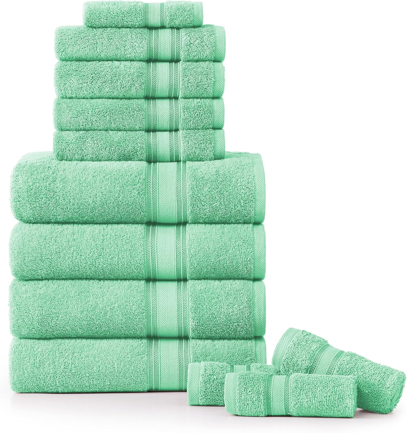LANE LINEN 100% Mercerized Cotton Luxury Bathroom Towel Set - 18 Pcs - Super Soft, Fluffy & Highly Absorbent - 6 Bath Towels, 6 Washcloths, 6 Hand Towels - Complete Family Pack - White Bath Towel Set