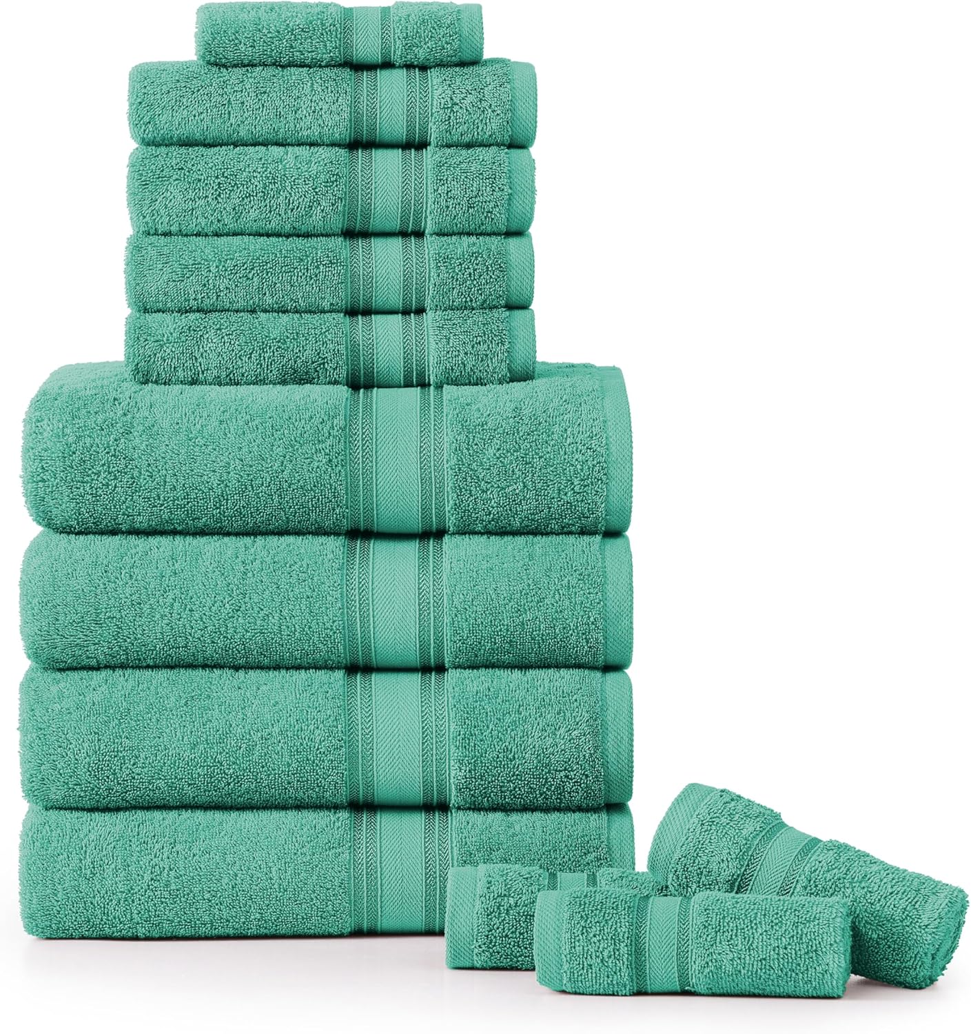 LANE LINEN 100% Mercerized Cotton Luxury Bathroom Towel Set - 18 Pcs - Super Soft, Fluffy & Highly Absorbent - 6 Bath Towels, 6 Washcloths, 6 Hand Towels - Complete Family Pack - White Bath Towel Set