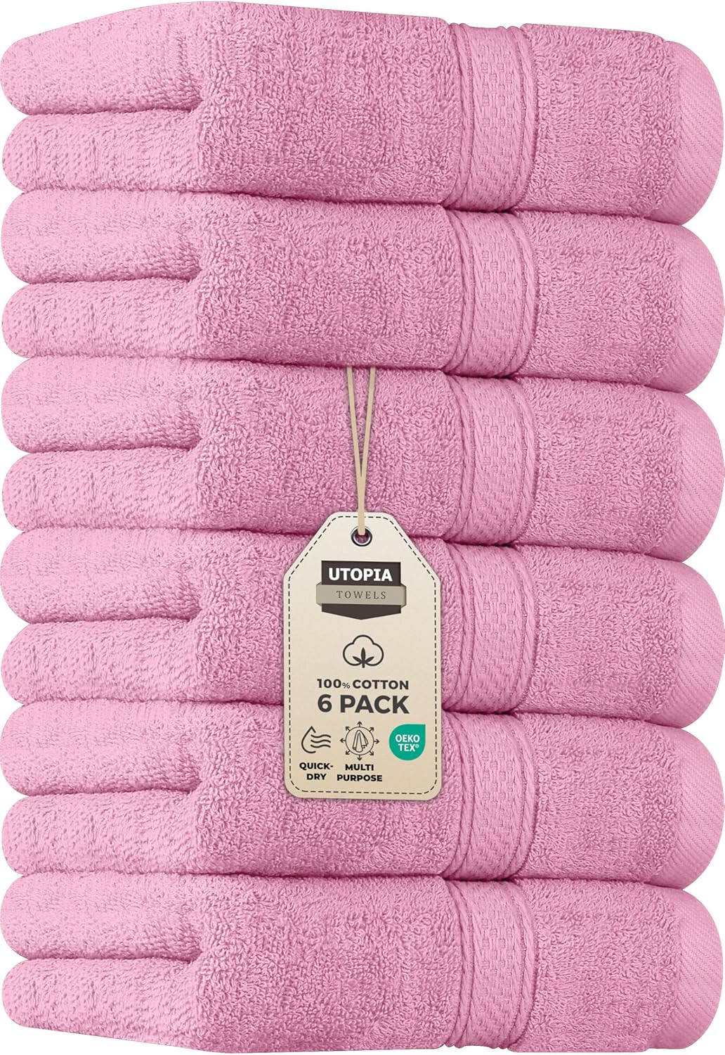 Utopia Towels 6 Pack Premium Hand Towels Set, 16 by 28 inches, 100% Ring Spun Cotton, Ultra Soft and Highly Absorbent 600GSM Towels for Bathroom, Gym, Shower, Hotel, and Spa, Black