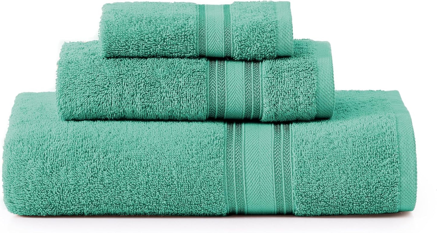 LANE LINEN 100% Mercerized Cotton Luxury Bathroom Towel Set - 18 Pcs - Super Soft, Fluffy & Highly Absorbent - 6 Bath Towels, 6 Washcloths, 6 Hand Towels - Complete Family Pack - White Bath Towel Set