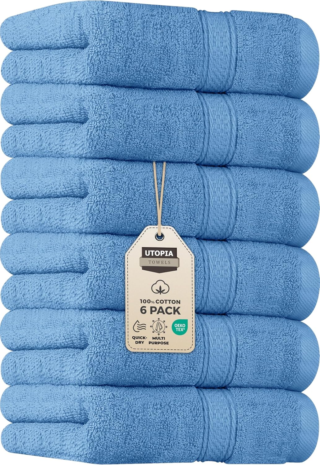 Utopia Towels 6 Pack Premium Hand Towels Set, 16 by 28 inches, 100% Ring Spun Cotton, Ultra Soft and Highly Absorbent 600GSM Towels for Bathroom, Gym, Shower, Hotel, and Spa, Black