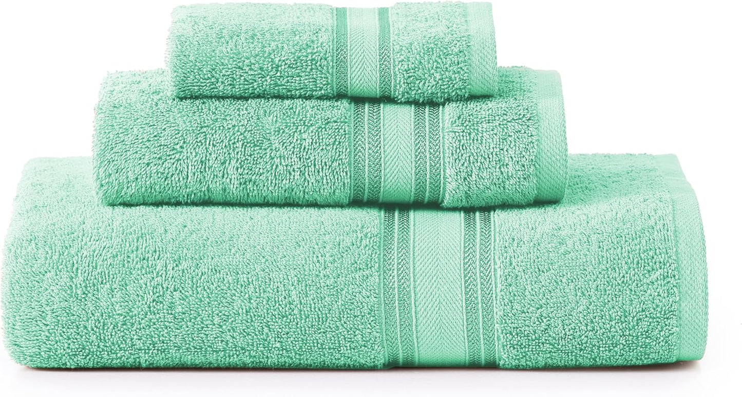 LANE LINEN 100% Mercerized Cotton Luxury Bathroom Towel Set - 18 Pcs - Super Soft, Fluffy & Highly Absorbent - 6 Bath Towels, 6 Washcloths, 6 Hand Towels - Complete Family Pack - White Bath Towel Set