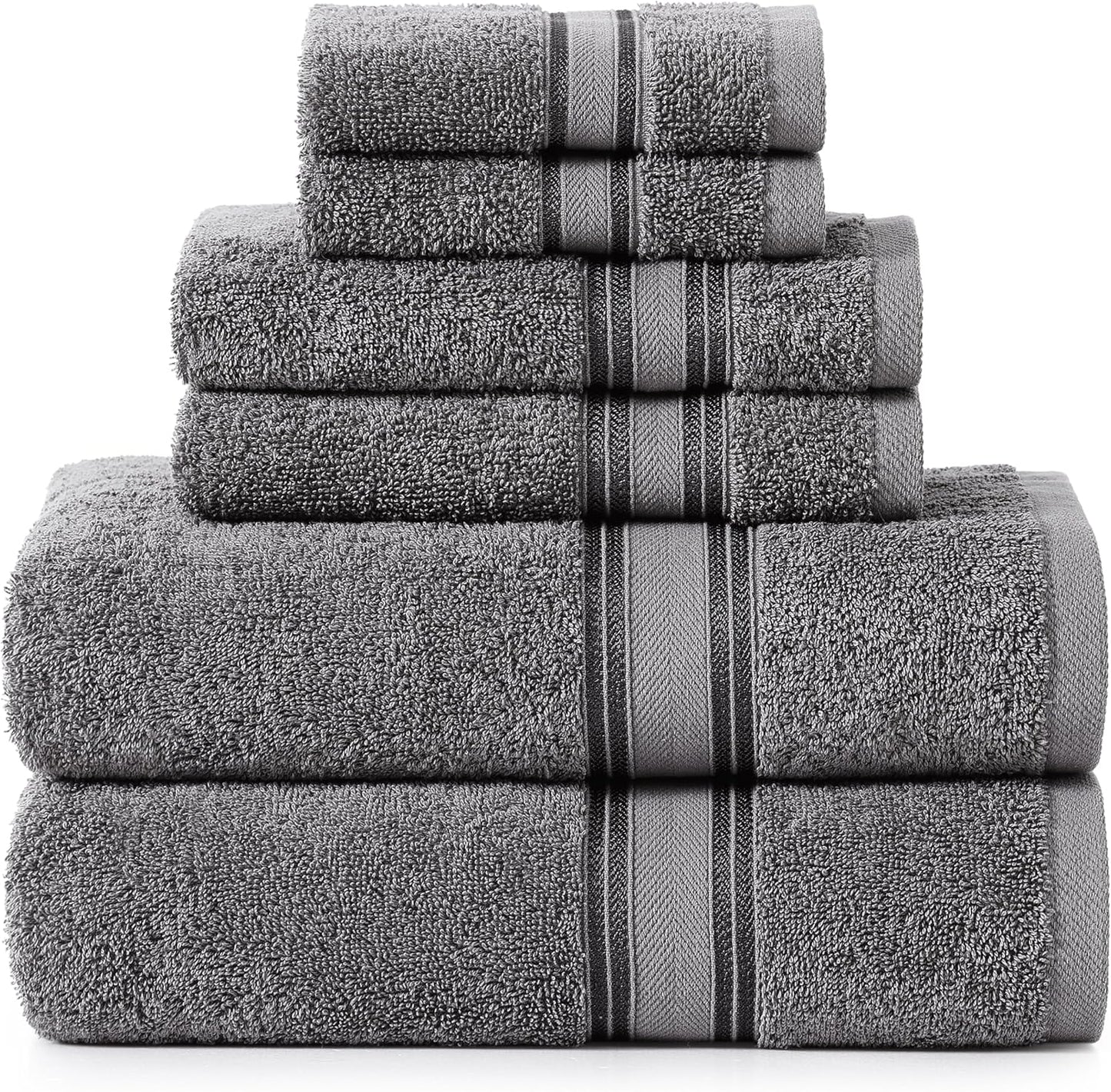 LANE LINEN 100% Mercerized Cotton Luxury Bathroom Towel Set - 18 Pcs - Super Soft, Fluffy & Highly Absorbent - 6 Bath Towels, 6 Washcloths, 6 Hand Towels - Complete Family Pack - White Bath Towel Set