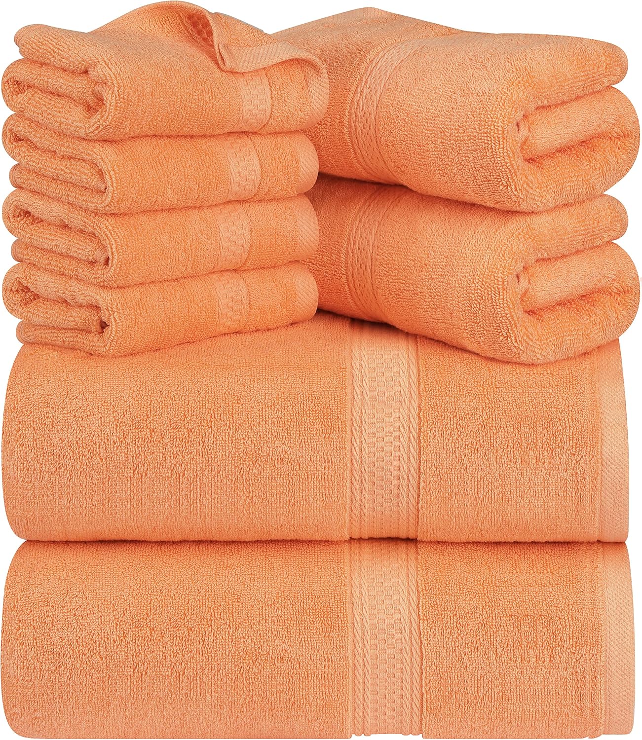 Utopia Towels 8 Piece Premium Towel Set, 2 Bath, 2 Hand, and 4 Wash Cloths, 600 GSM 100% Ring Spun Cotton, Highly Absorbent Towels for Bathroom, Gym, Hotel, and Spa, Grey