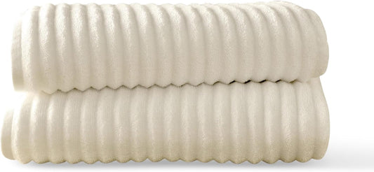 Ribbed Bath Sheet & Towel, 100% Cotton 600 GSM, Soft Absorbent Durable Quick Drying Bath Sheet & Bath Towel Set for Bathroom - Mason Set of 2 Ivory Beige (65" x 45" & 58" x 30")