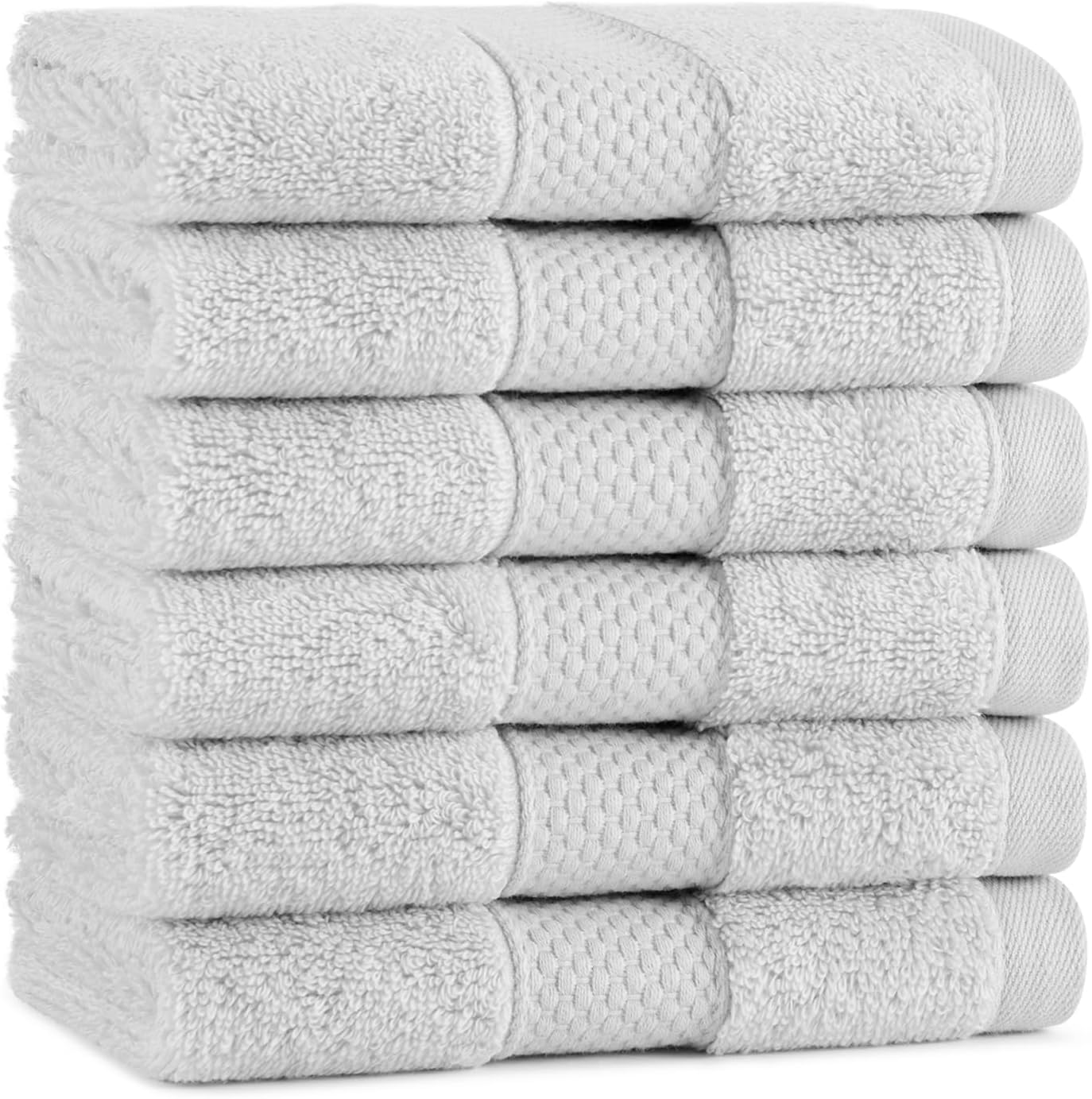 Aston & Arden Egyptian Wash Cloths - Pack of 6 - Oversized Ultra Soft Thick & Absorbent, 100% Ringspun Egyptian Cotton Bathroom Towel for Spa, Hotel, 600 GSM, 13 x 13 in, Pink