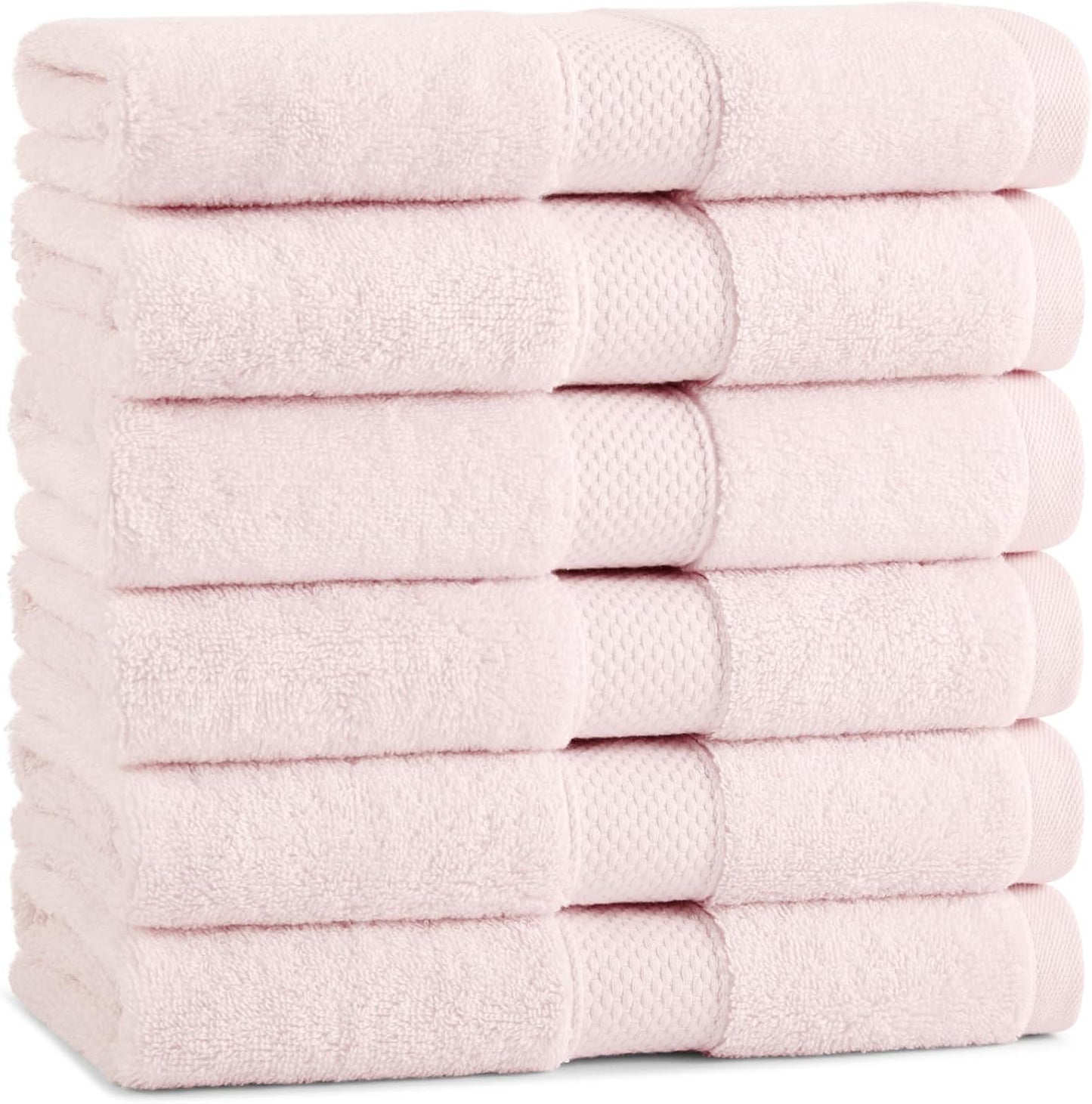 Aston & Arden Egyptian Wash Cloths - Pack of 6 - Oversized Ultra Soft Thick & Absorbent, 100% Ringspun Egyptian Cotton Bathroom Towel for Spa, Hotel, 600 GSM, 13 x 13 in, Pink