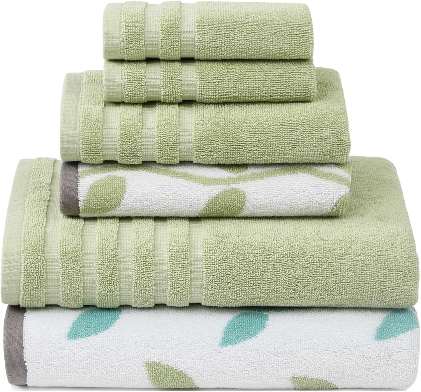 Modern Threads Oxford 6-Piece 100% Cotton Towel Set – Yarn Dyed Jacquard & Solid – Includes 2 Bath Towels, 2 Hand Towels, 2 Washcloths – Absorbent, Quick Dry, Soft & Durable – Gray