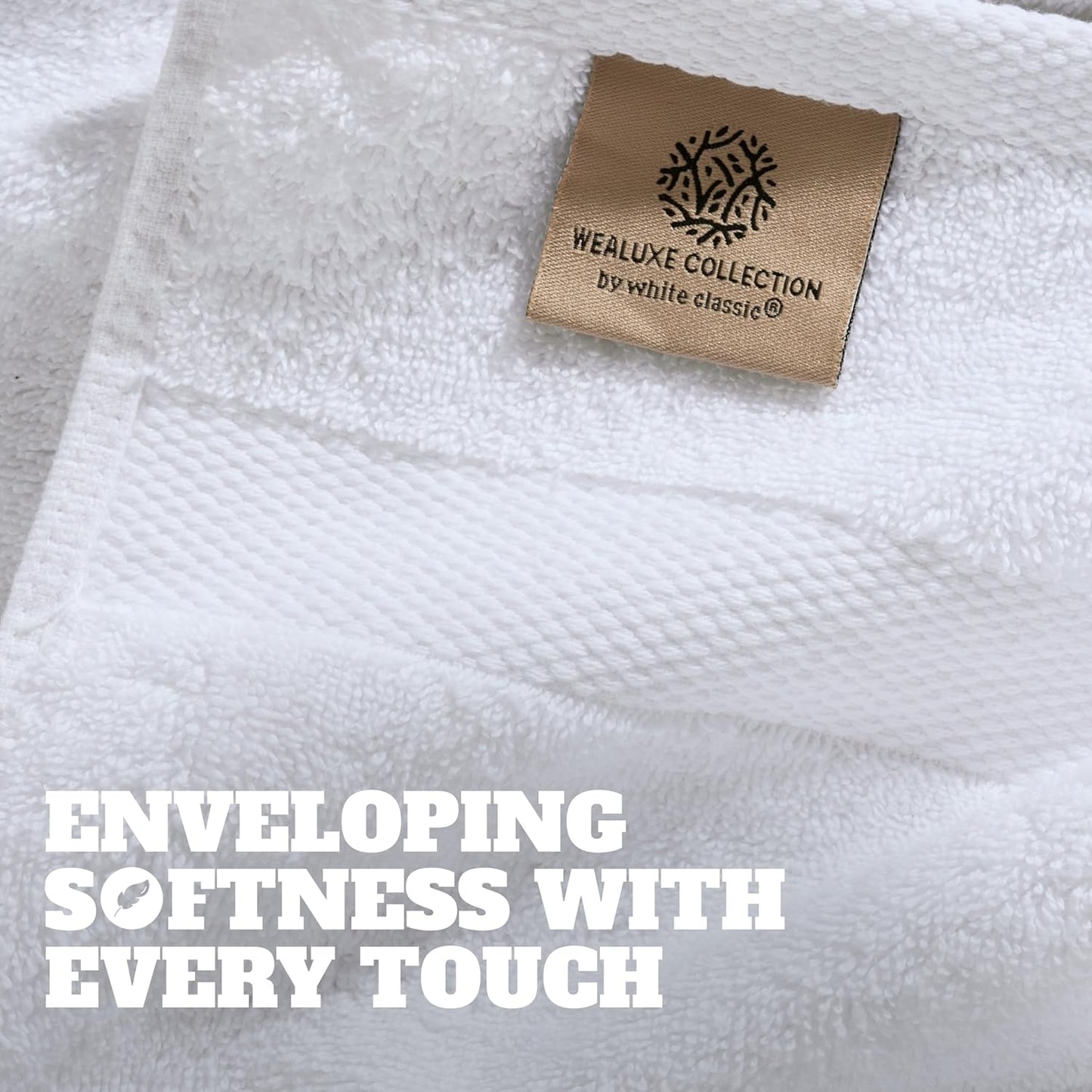 Wealuxe White Hand Towels for Bathroom [12 Pack] Cotton Hand Towel Bulk for Gym, Kitchen and Spa, 16x27 Inches Soft Highly Absorbent Quick Dry Terry Salon Towels