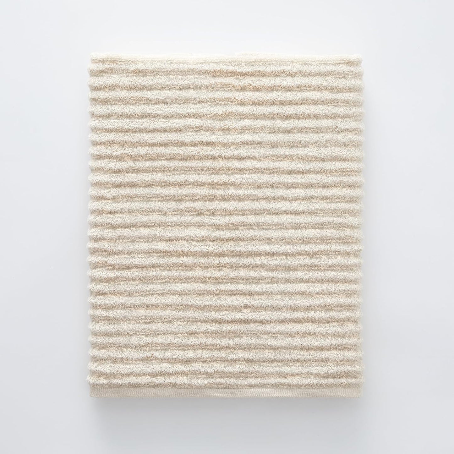 Ribbed Bath Sheet & Towel, 100% Cotton 600 GSM, Soft Absorbent Durable Quick Drying Bath Sheet & Bath Towel Set for Bathroom - Mason Set of 2 Ivory Beige (65" x 45" & 58" x 30")