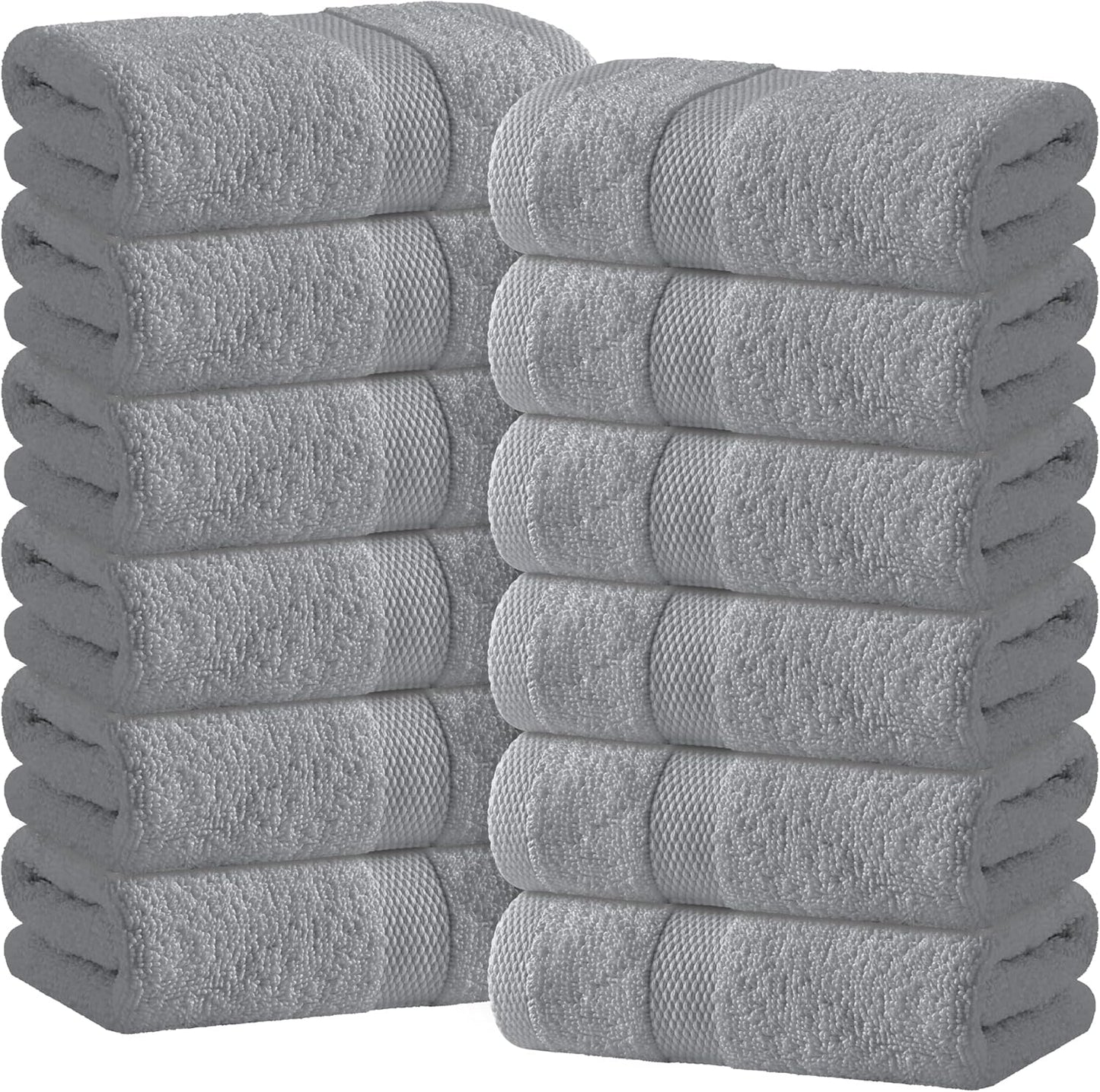 Wealuxe White Hand Towels for Bathroom [12 Pack] Cotton Hand Towel Bulk for Gym, Kitchen and Spa, 16x27 Inches Soft Highly Absorbent Quick Dry Terry Salon Towels