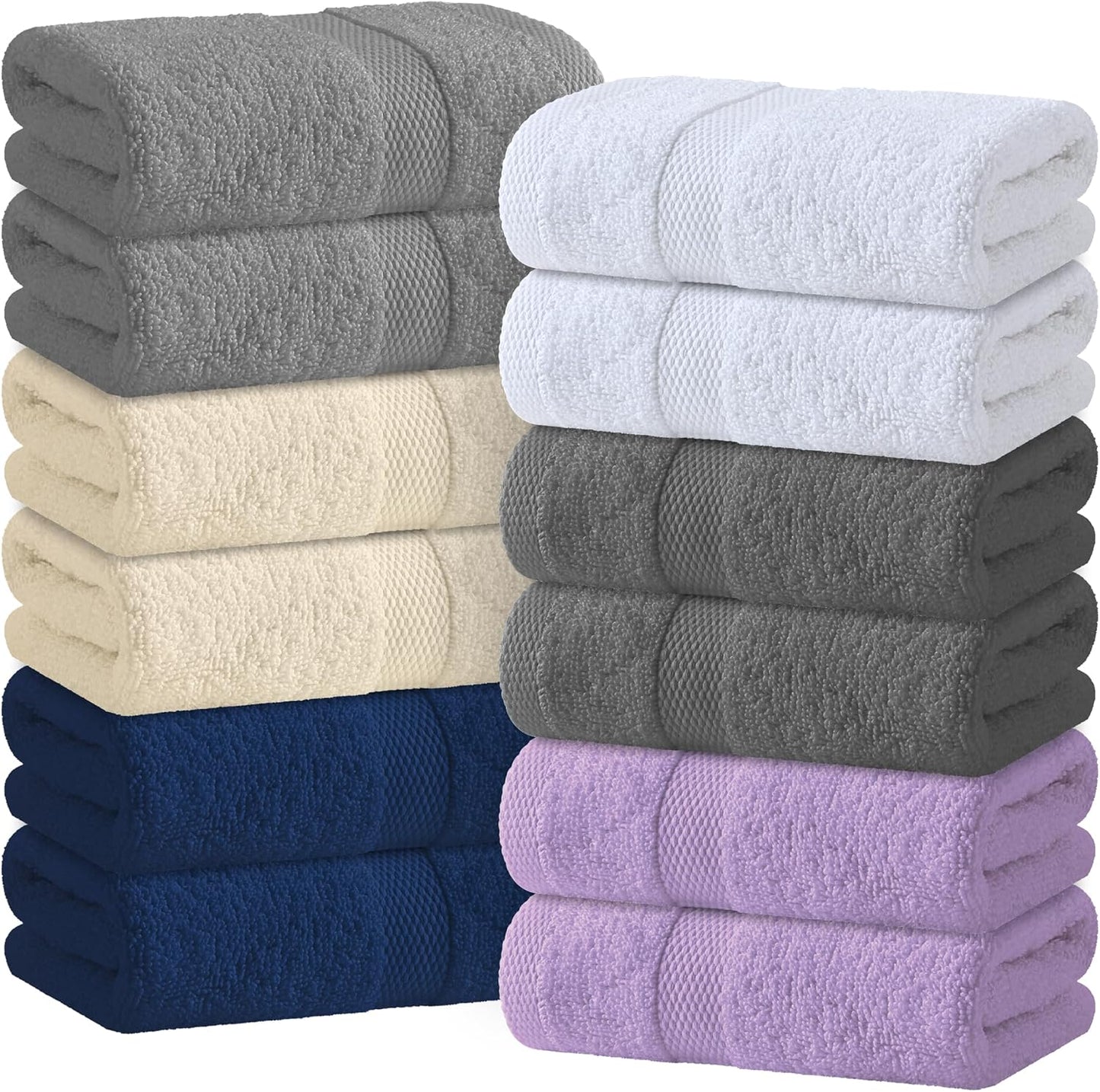 Wealuxe White Hand Towels for Bathroom [12 Pack] Cotton Hand Towel Bulk for Gym, Kitchen and Spa, 16x27 Inches Soft Highly Absorbent Quick Dry Terry Salon Towels