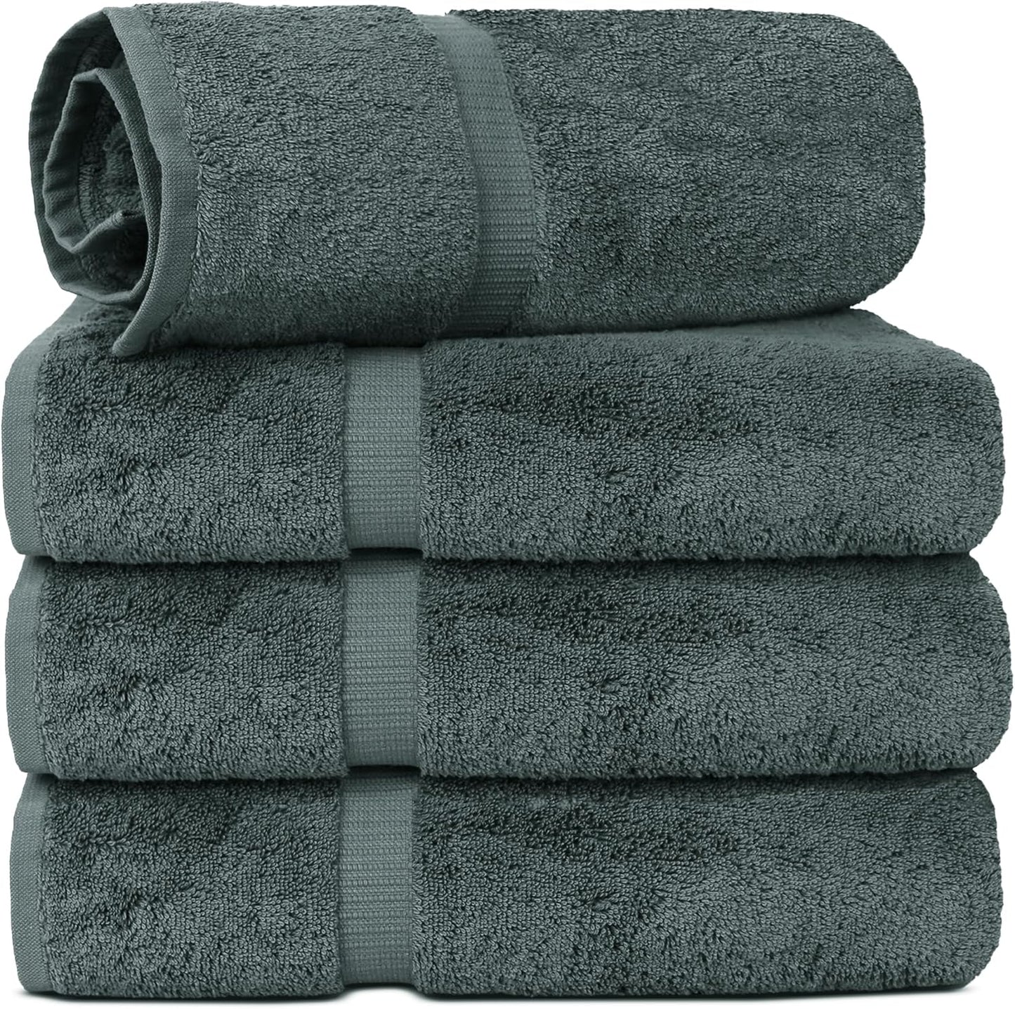 Chakir Turkish Linens | Hotel & Spa Quality 100% Cotton Premium Turkish Towels | Soft & Absorbent (4-Piece Bath Towels, Dark Gray)